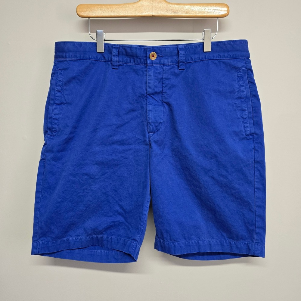 Robert Graham Chino Shorts Mens 36 Blue Flat Front Cotton Coastal Preppy